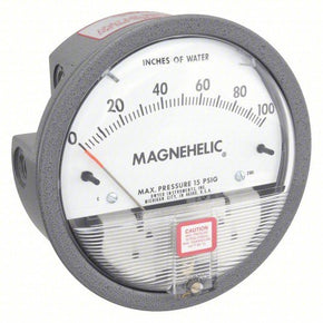 DWYER Differential Pressure Gauge | Range  0 to 100 in wc | 1/8 in NPT Female | Dual Single-Side or Back,