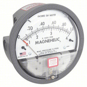 DWYER Differential Pressure Gauge | Range 0 to 1 in wc | 1/8 in NPT Female | Dual Single-Side or Back | With Air Velocity