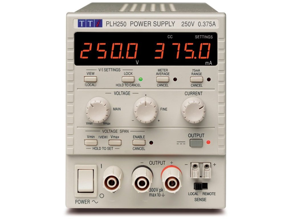 TTi PLH250 | Higher Voltage Linear Regulated DC Bench Power Supply | Single 0-250V/0-0.375A