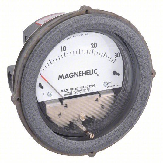 DWYER Differential Pressure Gauge | Range  0 to 30 psid | 1/8 in NPT Female |  Dual Single-Side or Back