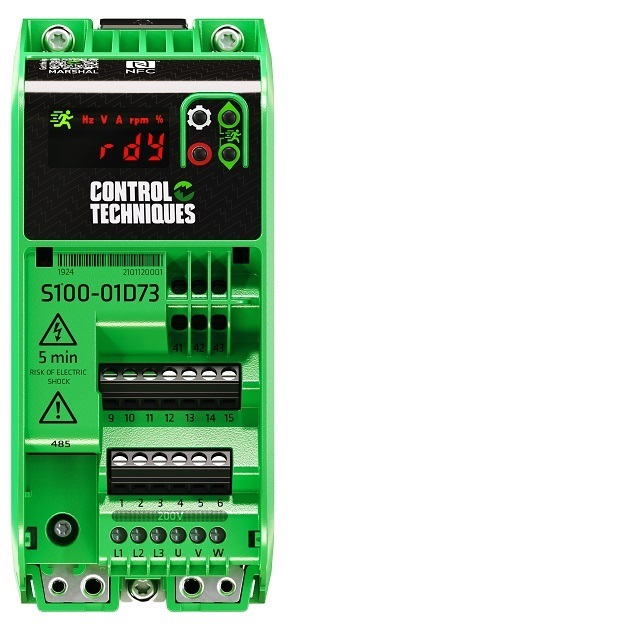Control Techniques S100-01D73-0A0000 | COMMANDER S AC DRIVE  | 1/3 PHASE | MAX CONTINUOUS 7.5A | MOTOR SHAFT 1.5 kW | 2 HP, 200/240VAC +/- 10%