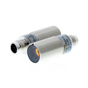 OMRON E3FB-TP21 | Photoelectric sensor, M18 axial, metal body, red LED, through-beam, 20m, PNP, L-ON/D-ON selectable, M12 connector