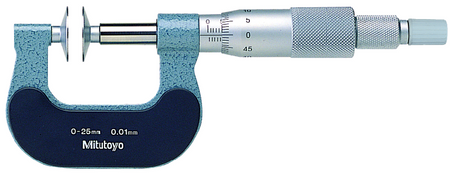 Mitutoyo 169-201 Disc Micrometer, Non-Rotating Spindle 0-25mm, Disk=20mm
