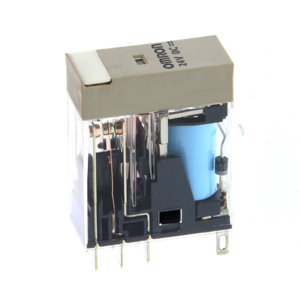 OMRON G2R-2-SD 24VDC (S) | Relay, plug-in, 8-pin, DPDT, 5 A, mech indicators, coil suppressor, label facility