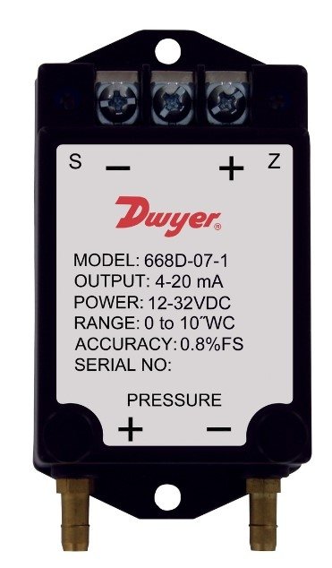 Dwyer Instruments 668D-15-1 | Differential Pressure Transmitter | -15-1;Bottom Connection;4-20 mA;0-+/-1in w.c.
