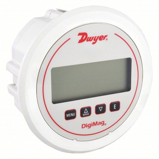 DWYER Digital Differential Pressure Gauge | Range  0 to 5 in wc | 1/8 in Tubing, Back, Round | DigiMag DM-1000,