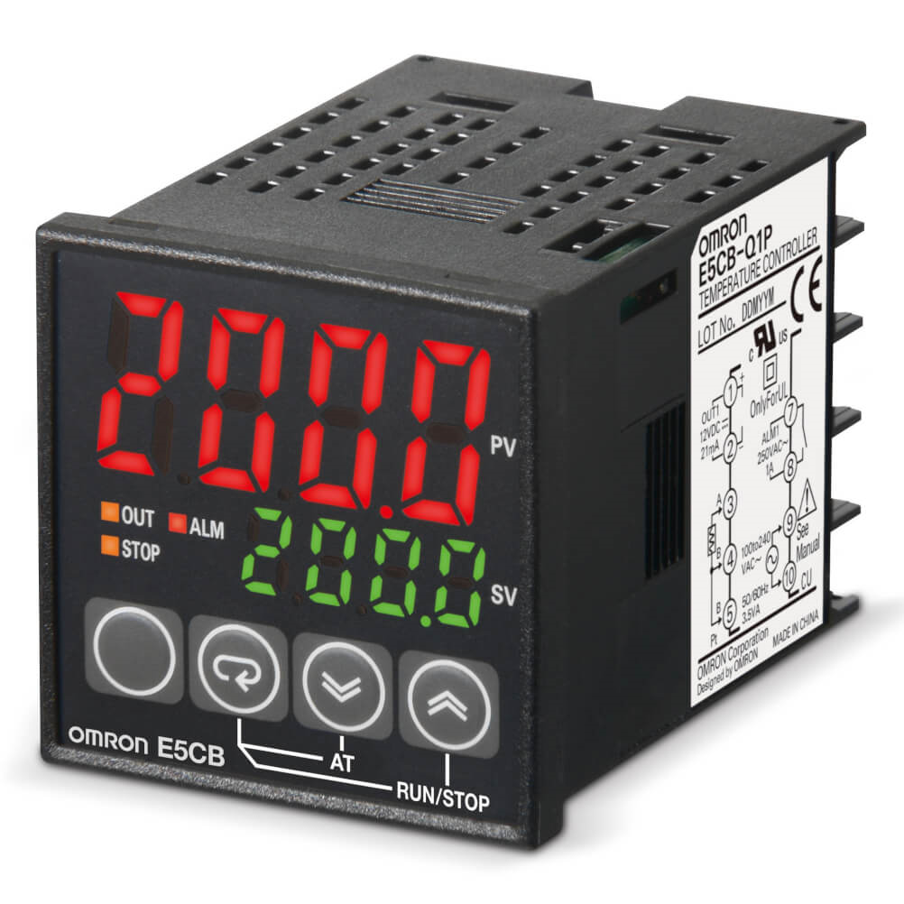 OMRON E5CB-R1P 100-240 VAC | Temp. controller, LITE, 1/16DIN (48 x 48mm), relay output, ON/OFF or PID Control, Pt100 RTD input, 1 Alarm Rel., 100-240 VAC