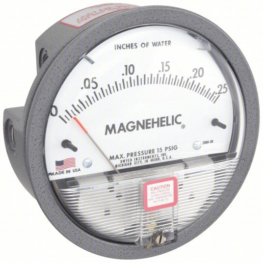 DWYER Differential Pressure Gauge | Range 0 to 0.25 in wc | 1/8 in NPT Female | Dual Single-Side or Back