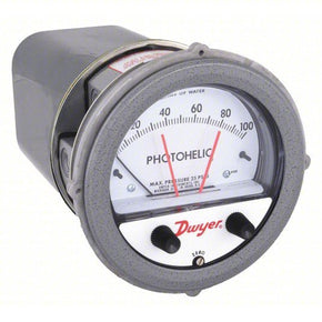 DWYER Differential Pressure Gauge & Switch | 0 to 100 in wc | 1/8 in NPT Female | Single-Side, DPDT,