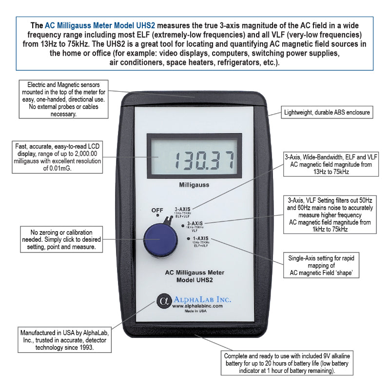 AlphaLab UHS2 | AC Milligauss Meter UHS2 | 13 Hz – 75 kHz, Without Case - generaltechuae (3)