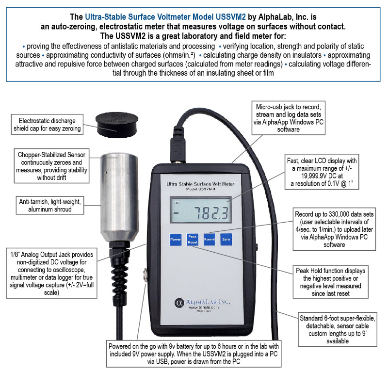 AlphaLab USSVM2 | Ultra Stable Surface DC Voltmeter | ±19,999.9 V, 0.1 V Resolution - generaltechuae (6)