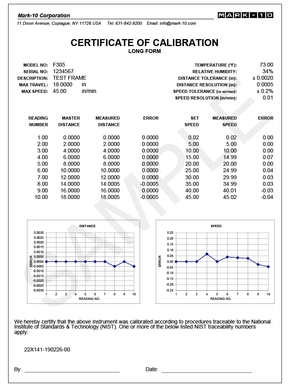 Mark-10 CERT-DS | Certificate of Calibration – Distance & Speed | 10 data points - generaltechuae