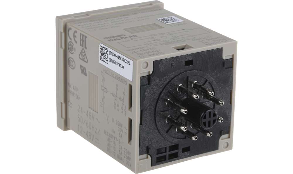 Omron H3CR-A8 AC24-48/DC12-48, H3CR Series DIN Rail, Panel Mount Timer Relay, 12 → 48 V dc, 24 → 48V ac, 2-Contact, 0.05 s