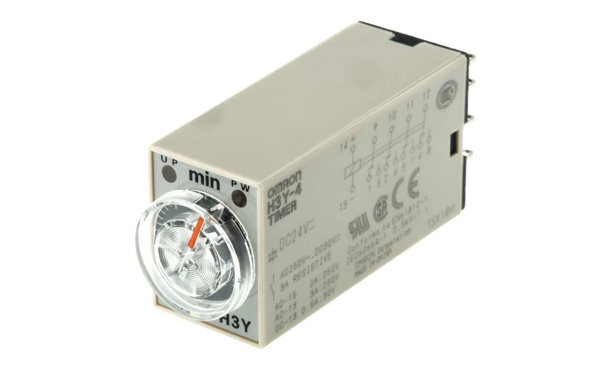 Omron H3Y-4 DC24 3M, H3Y-4 Series DIN Rail, Surface Mount Timer Relay, 24V dc, 4-Contact, 0.1 → 3min, 1-Function, 4PDT - generaltechuae