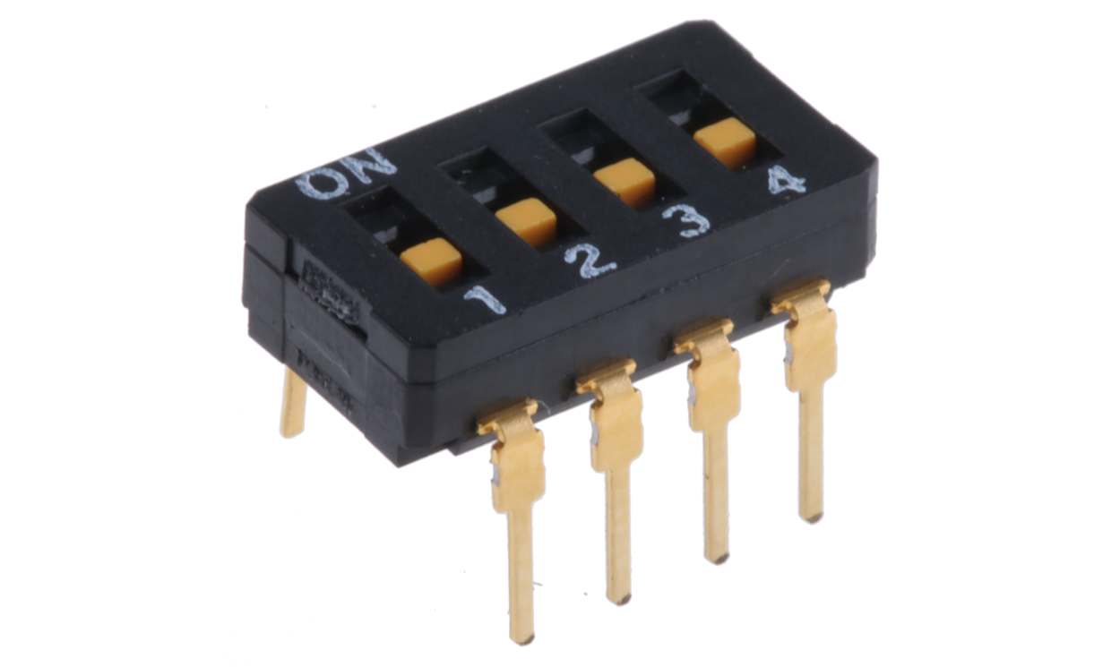 Omron A6D-4100, 4 Way Through Hole DIP Switch 4PST