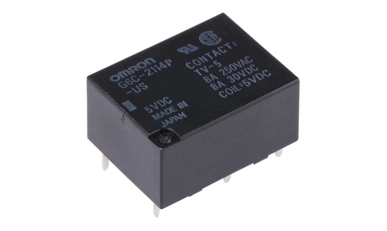 Omron G6C-2114P-US DC5, PCB Mount Power Relay, 5V dc Coil, 8A Switching Current, DPST