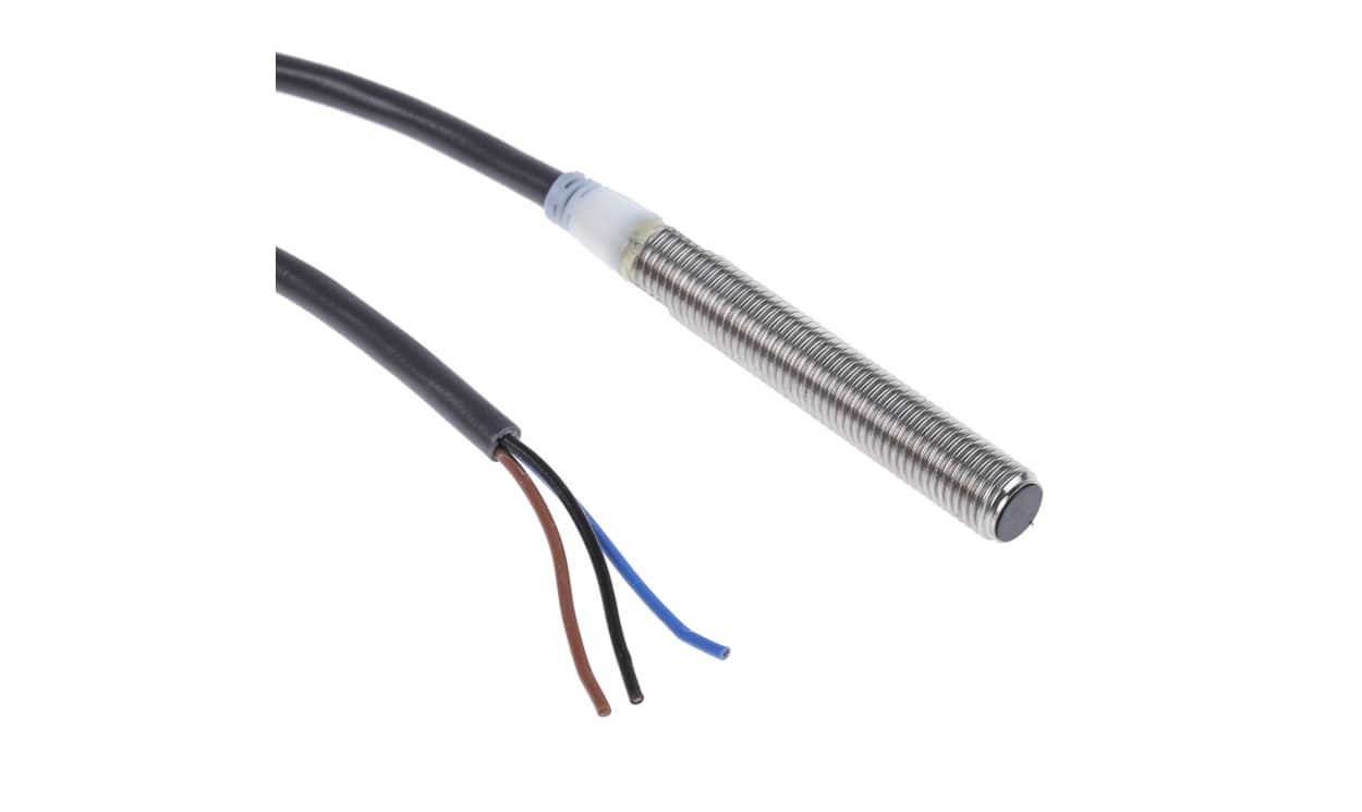 Omron E2A-S08LS02-WP-B1 2M, Inductive Threaded Barrel Proximity Sensor, M8, 2 mm Detection, PNP NO, 12 → 24 V dc