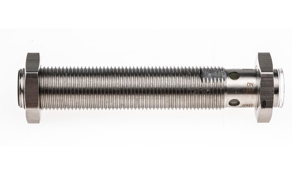 Omron E2AS12LS04M1B1, Inductive Threaded Barrel Proximity Sensor, M12, 4 mm Detection, PNP NO, 12 → 24 V dc