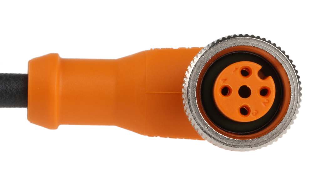 ifm EVC006, Right Angle Female 4 way M12 to Unterminated Sensor Actuator Cable, 10m