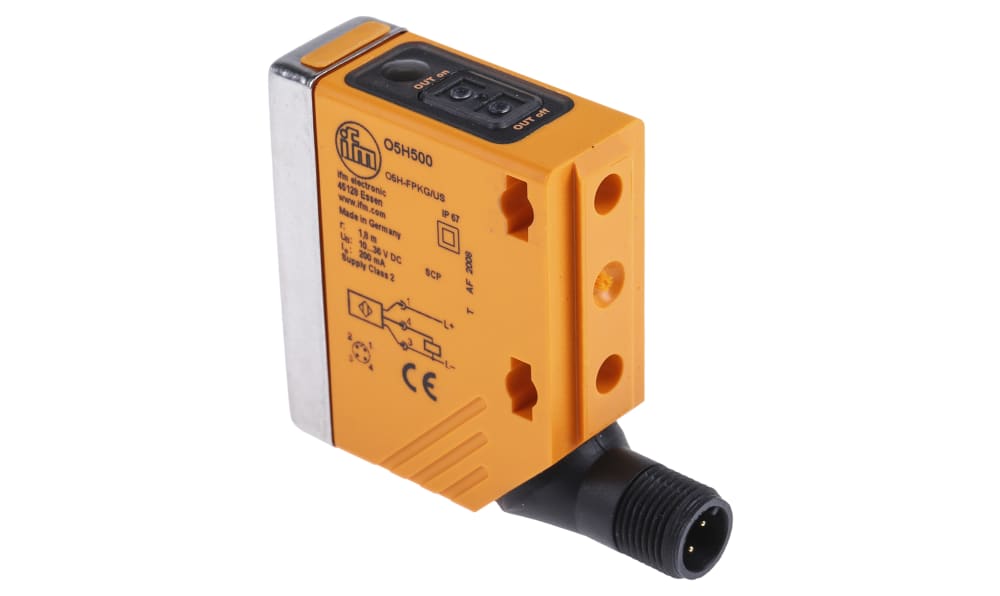 ifm O5H500, Diffuse Photoelectric Sensor, Block Sensor, 50 mm → 1.8 m Detection Range