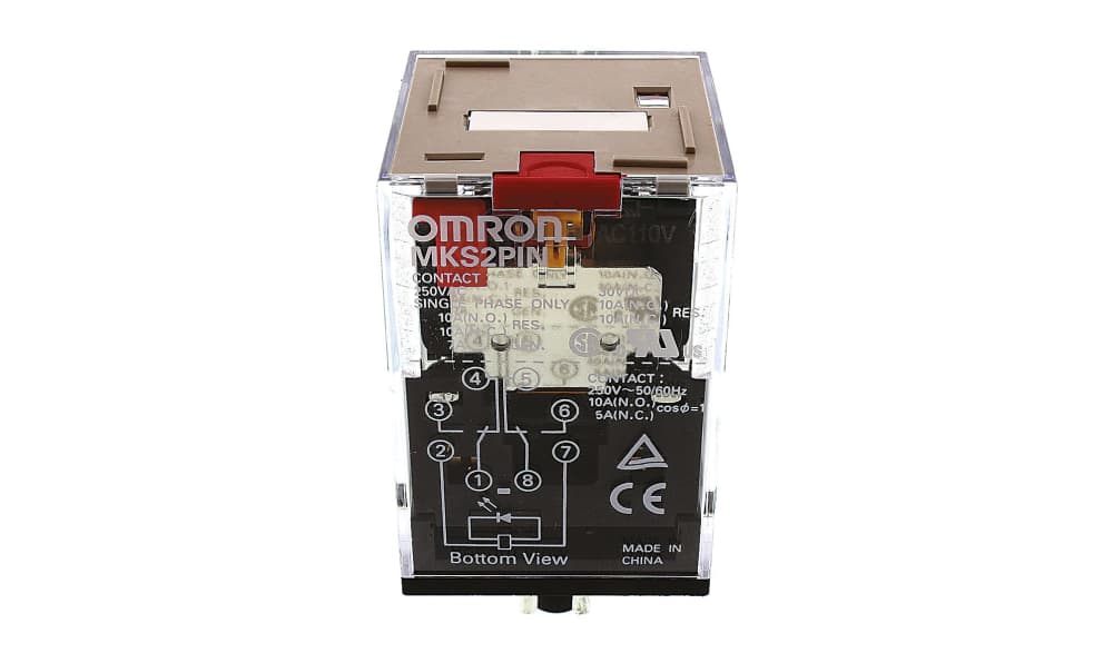 Omron MKS2PIN 110VAC, Plug In Power Relay, 110V ac Coil, 10A Switching Current, DPDT