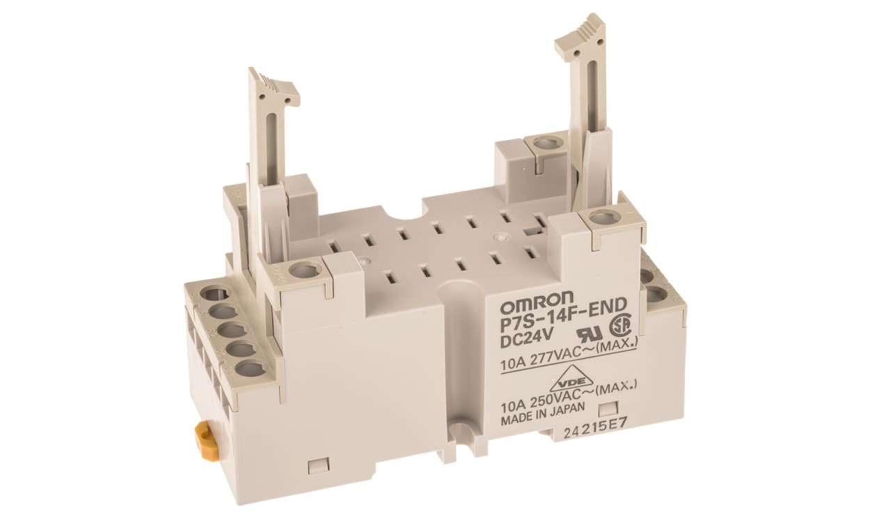 Omron P7S-14F-END 24VDC, G7S 14 Pin 24V dc DIN Rail Relay Socket, for use with G7S Series - generaltechuae