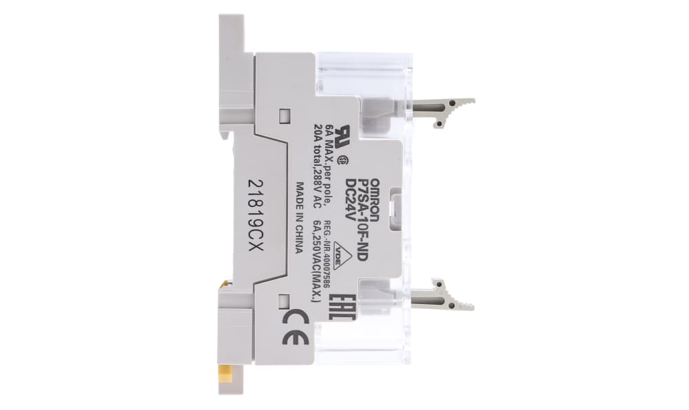Omron P7SA-10F-ND 24VDC, G7SA 10 Pin 24V dc DIN Rail Relay Socket, for use with G7SA Series