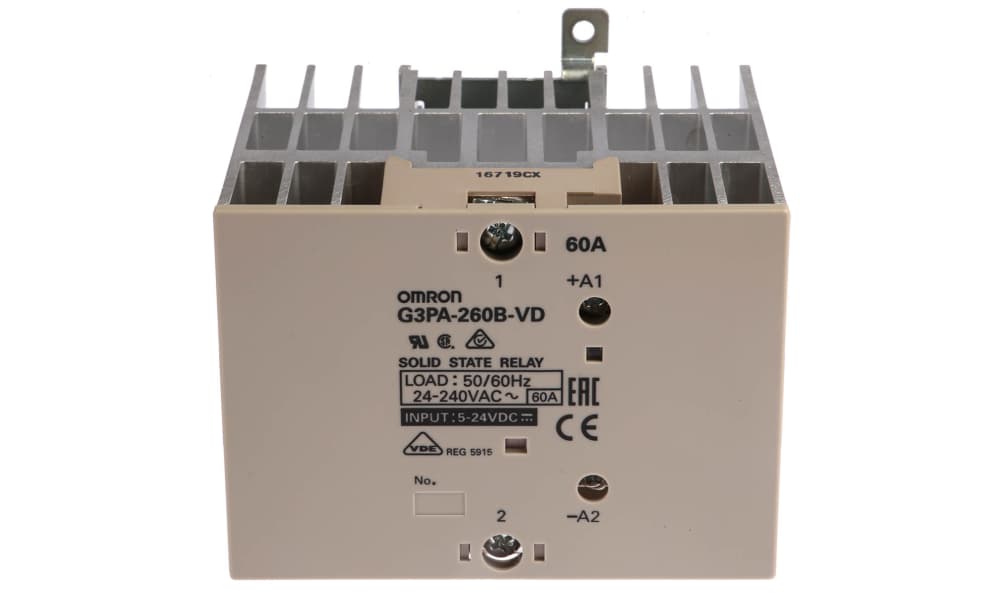 Omron G3PA-260B-VD 5-24VDC, G3PA Series Solid State Relay, 60 A Load, Panel Mount, 264 V Load, 30 V Control
