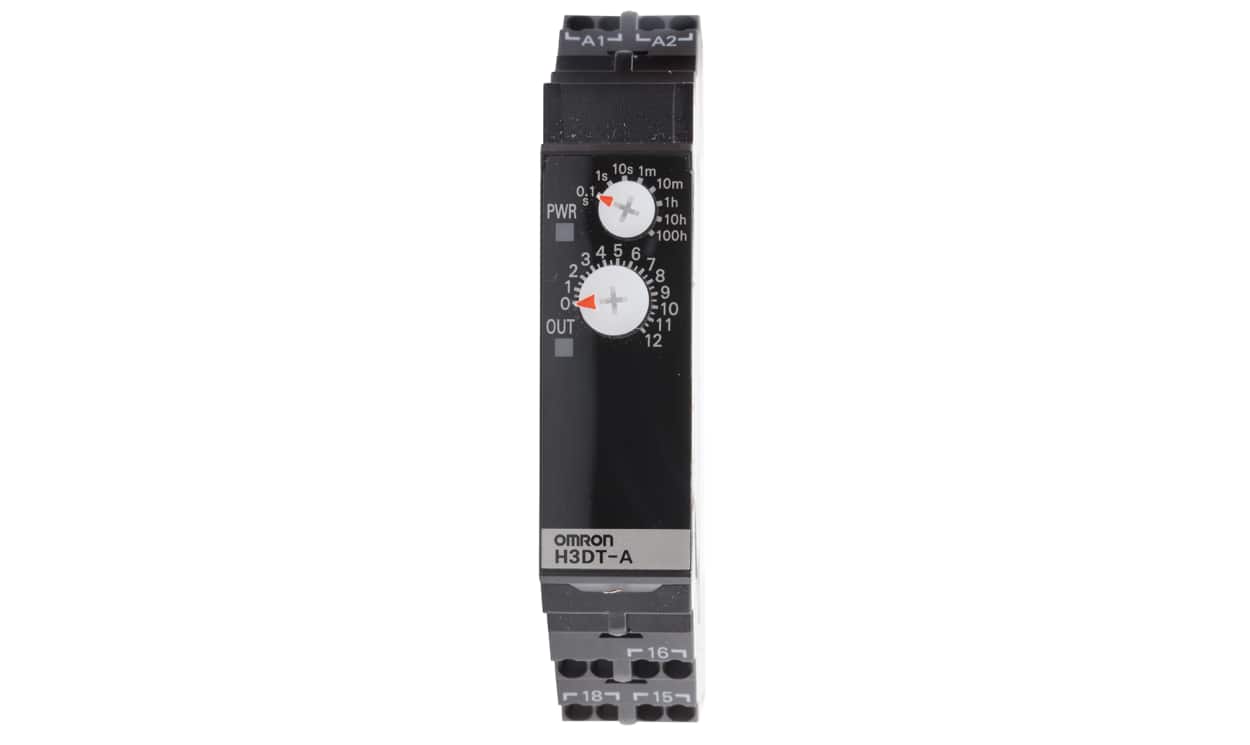 Omron H3DT-A1 24-240VAC/DC, H3DT Series DIN Rail Mount Timer Relay, 24 → 240V ac/dc, 2-Contact, 0.1 s → 1200 h, 1-Function, SPDT - generaltechuae