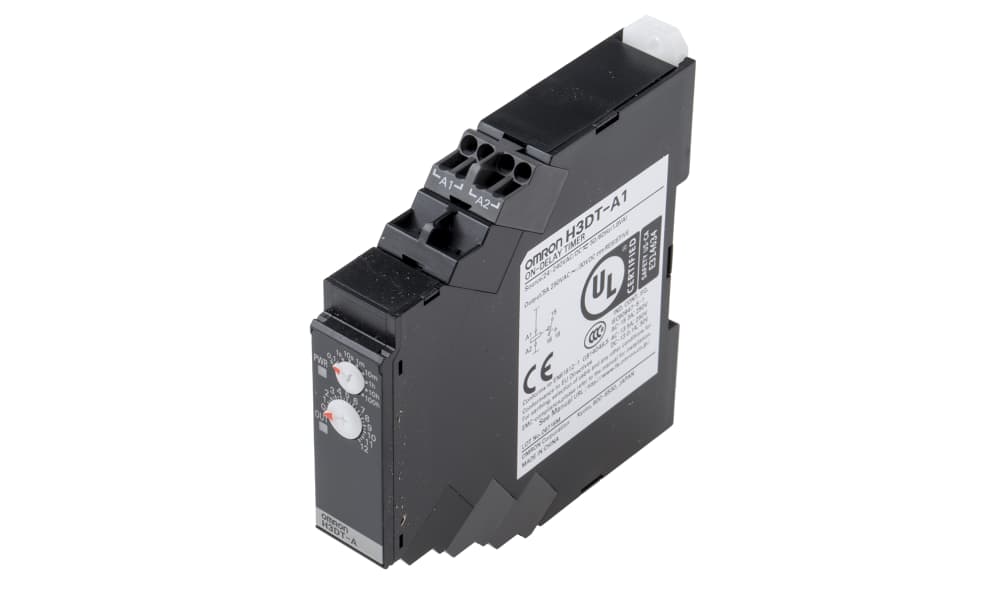 Omron H3DT-A1 24-240VAC/DC, H3DT Series DIN Rail Mount Timer Relay, 24 → 240V ac/dc, 2-Contact, 0.1 s → 1200 h, 1-Function, SPDT