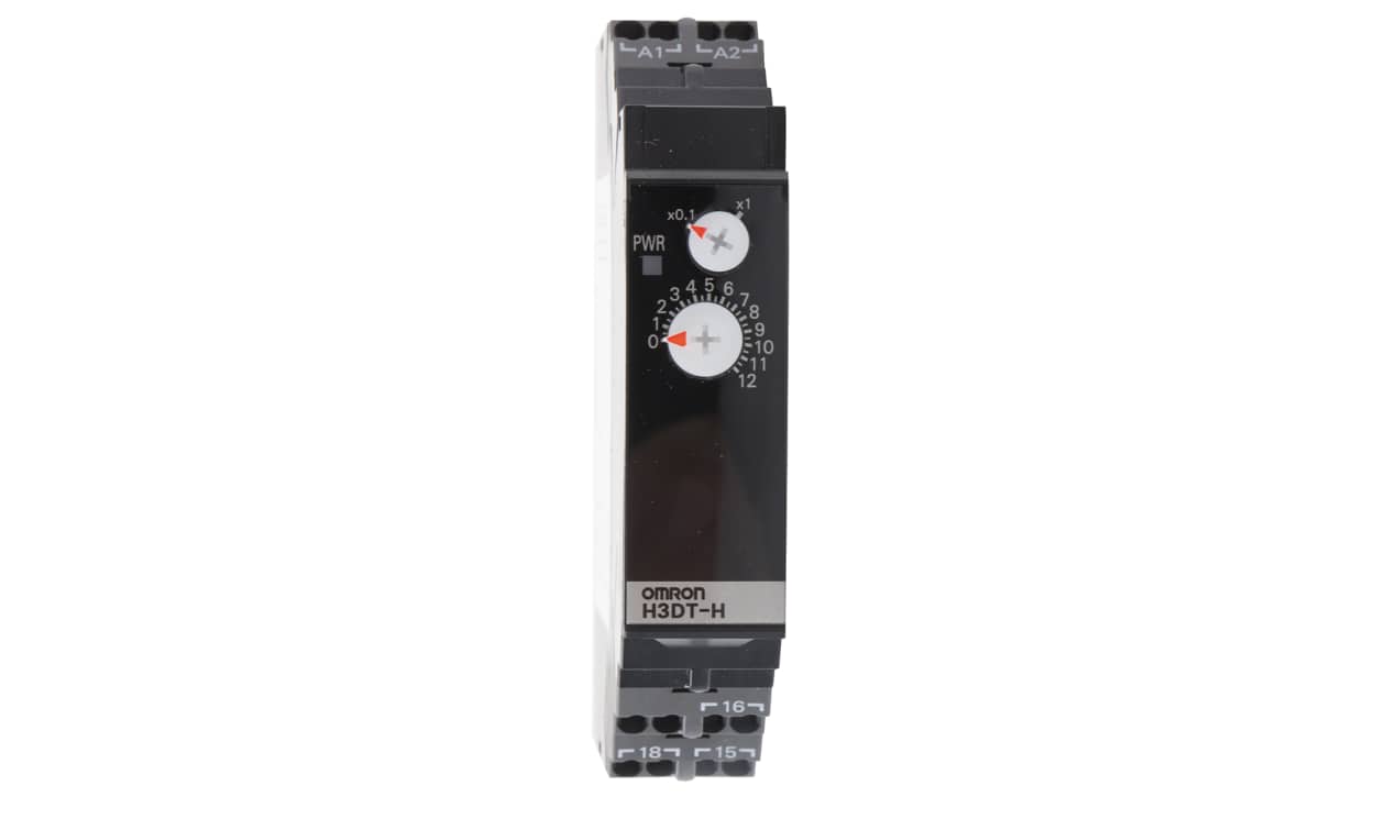 Omron H3DT-HCS 100-120VAC, H3DT Series DIN Rail Mount Timer Relay, 100 → 120V ac, 2-Contact, 1 → 120s, 1-Function, SPDT - generaltechuae