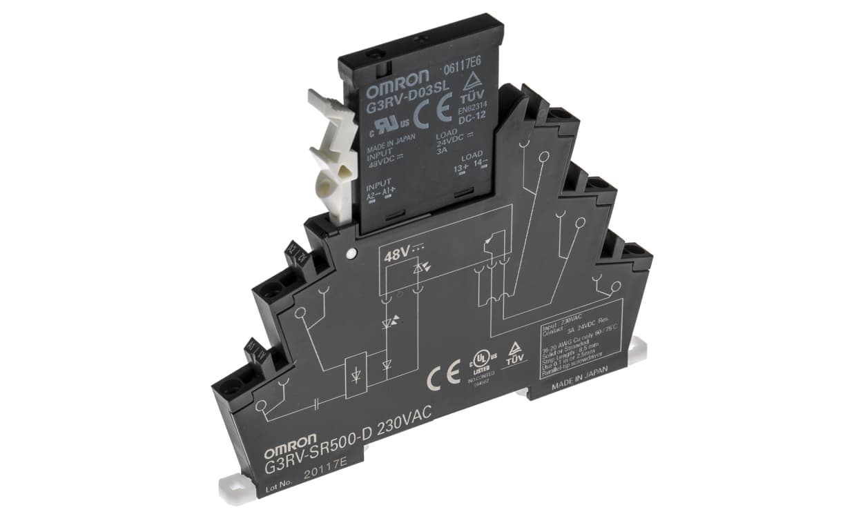 Omron G3RV-SR500-D AC230, G3RV-SR Series Solid State Interface Relay, 230 V ac Control, 3 A Load, DIN Rail Mount