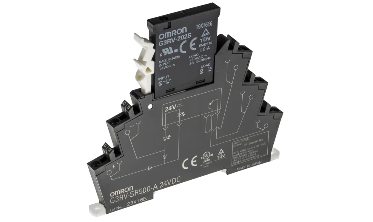 Omron G3RV-SR500-A DC24, G3RV-SR Series Solid State Interface Relay, 24 V dc Control, 2 A Load, DIN Rail Mount