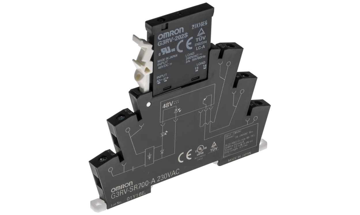 Omron G3RV-SR700-A AC230, G3RV-SR Series Solid State Interface Relay, 230 V ac Control, 2 A Load, DIN Rail Mount