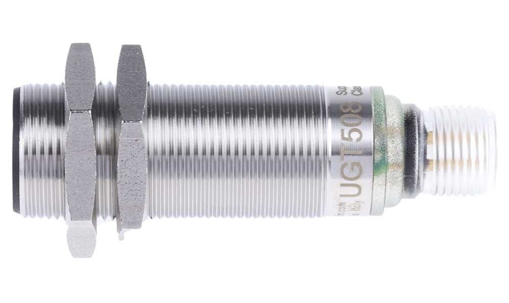 ifm UGT508, Ultrasonic Threaded Barrel Proximity Sensor, M18, 1.2 m Detection 0-10 V, 10 → 30 V dc