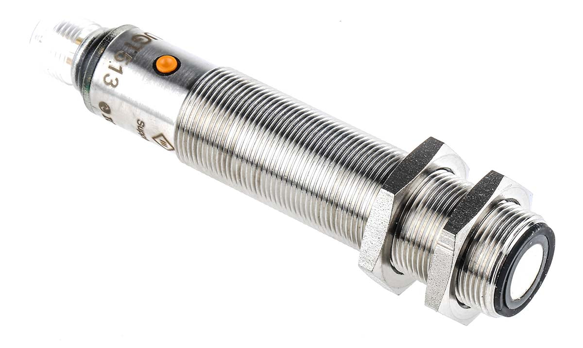 ifm UGT513, Ultrasonic Threaded Barrel Proximity Sensor, M18, 2.2 m Detection, PNP NO/NC, 10 → 30 V dc