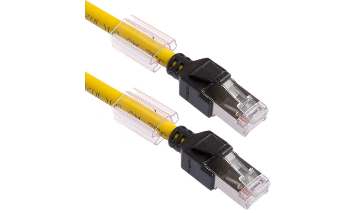 Omron XS6W-6LSZH8SS20CM-Y, XS6, 200mm Cat6a, Yellow RJ45 to Male RJ45 Male, FTP, STP Shielded, Terminated LSZH Sheath