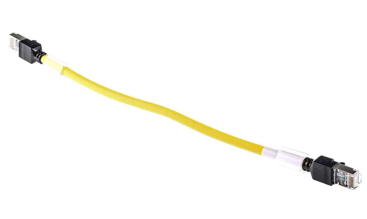 Omron XS6W-6LSZH8SS30CM-Y, XS6, 300mm Cat6a, Yellow RJ45 to Male RJ45 Male, FTP, STP Shielded, Terminated LSZH Sheath