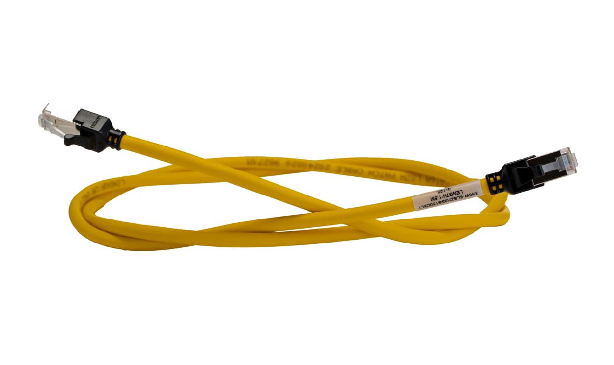 Omron XS6W-6LSZH8SS150CM-Y, XS6W, 1.5m Cat6a, Yellow RJ45 to Male RJ45 Male, S/FTP Shielded, Terminated LSZH Sheath