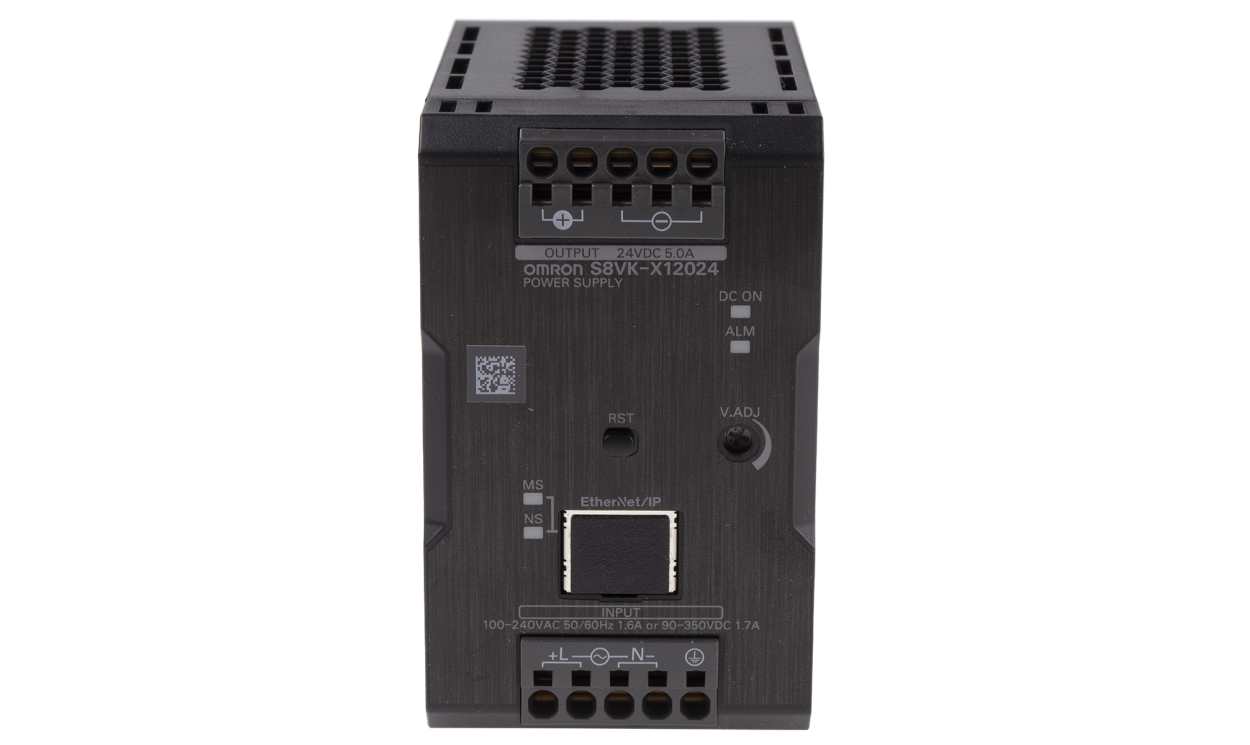 Omron S8VK-X12024-EIP, S8VK-X Switched Mode DIN Rail Power Supply, 100 → 240V ac ac Input, 24V dc dc Output, 5A Output, 120W