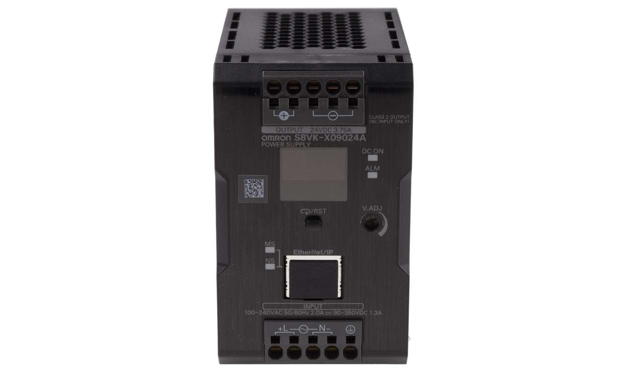 Omron S8VK-X09024A-EIP, S8VK-X Switched Mode DIN Rail Power Supply, 100 → 240V ac ac Input, 24V dc dc Output, 3.75A Output, 90W