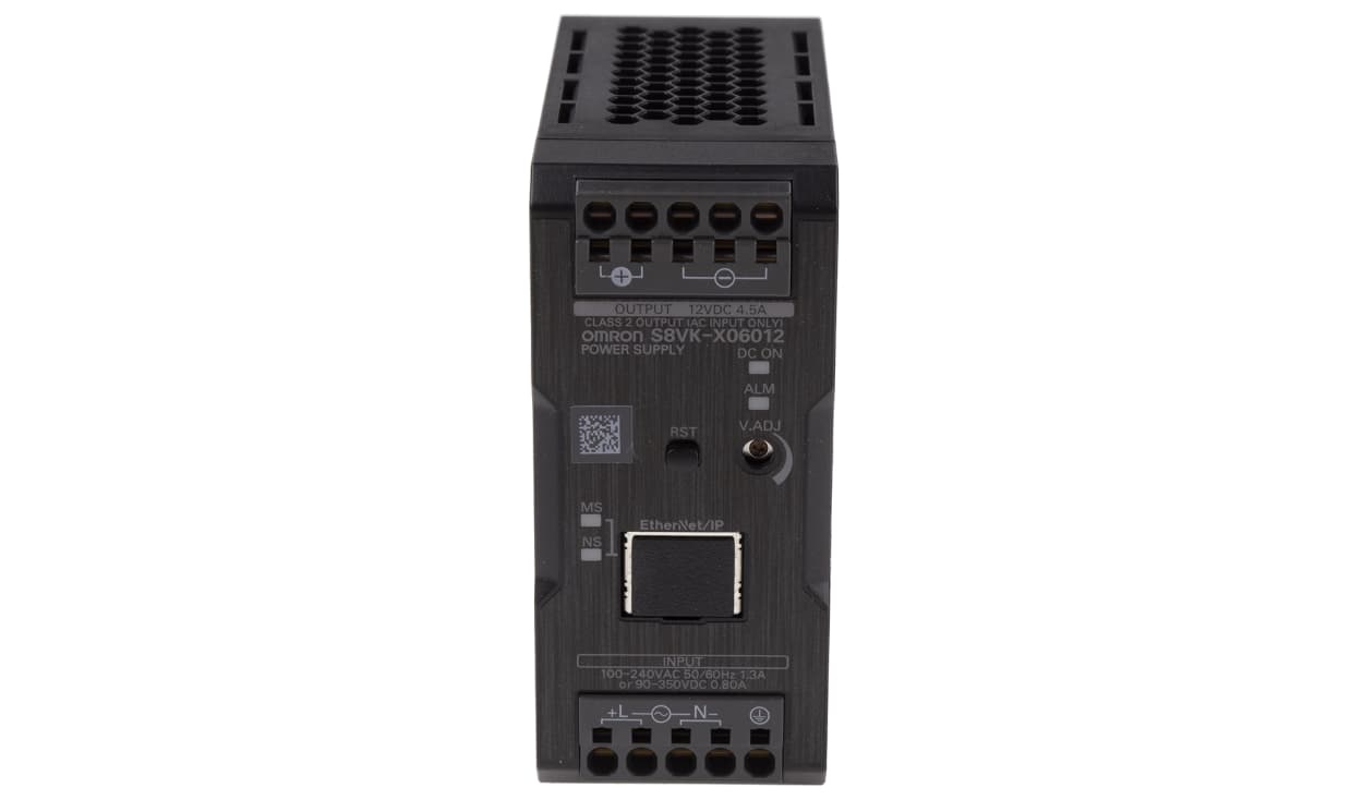 Omron S8VK-X06012-EIP, S8VK-X Switched Mode DIN Rail Power Supply, 100 → 240V ac ac Input, 12V dc dc Output, 4.5A Output, 60W