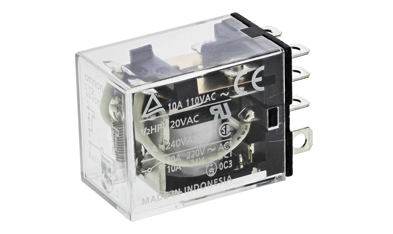 Omron LY2 48VDC, PCB Mount Power Relay, 48V dc Coil, 10A Switching Current, DPDT