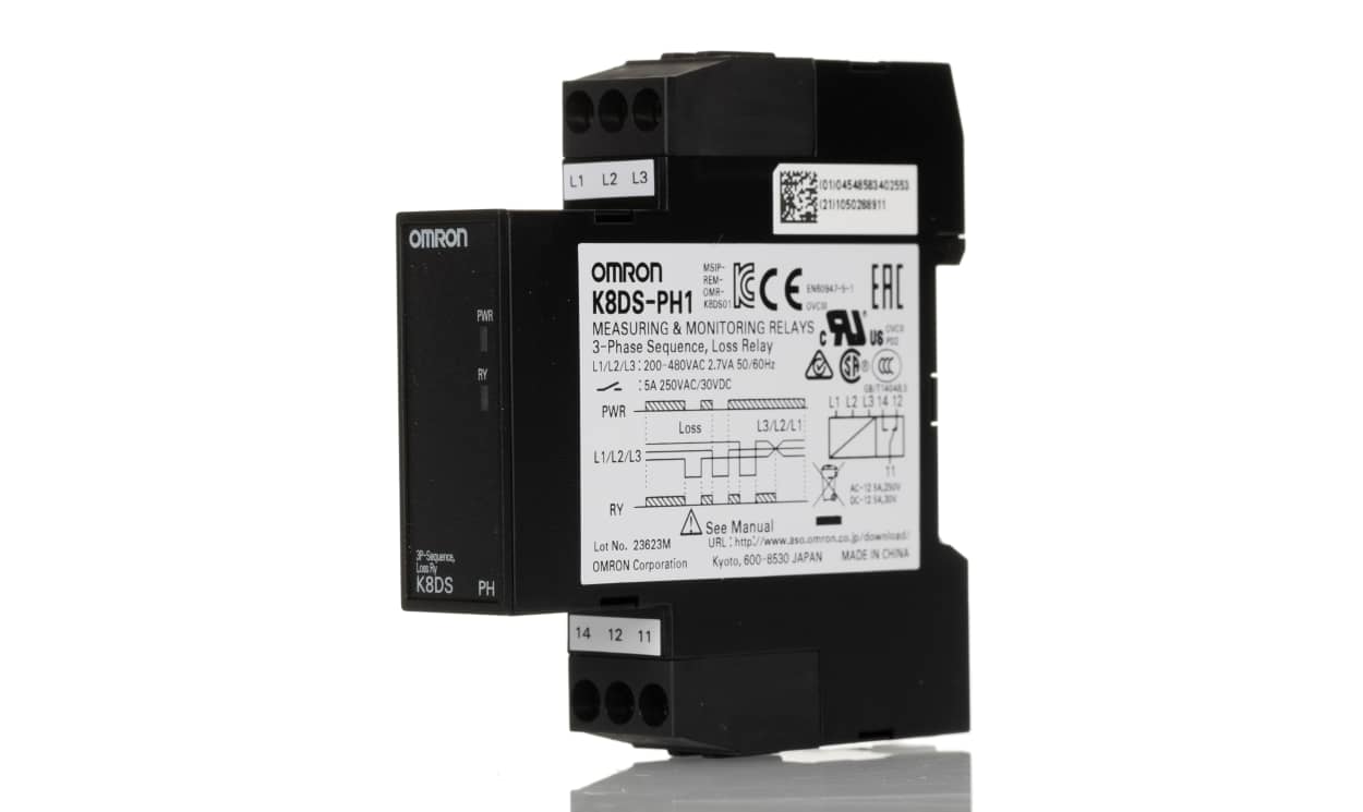 Omron K8DS-PH1, Phase Monitoring Relay, 3 Phase, SPDT, DIN Rail - generaltechuae