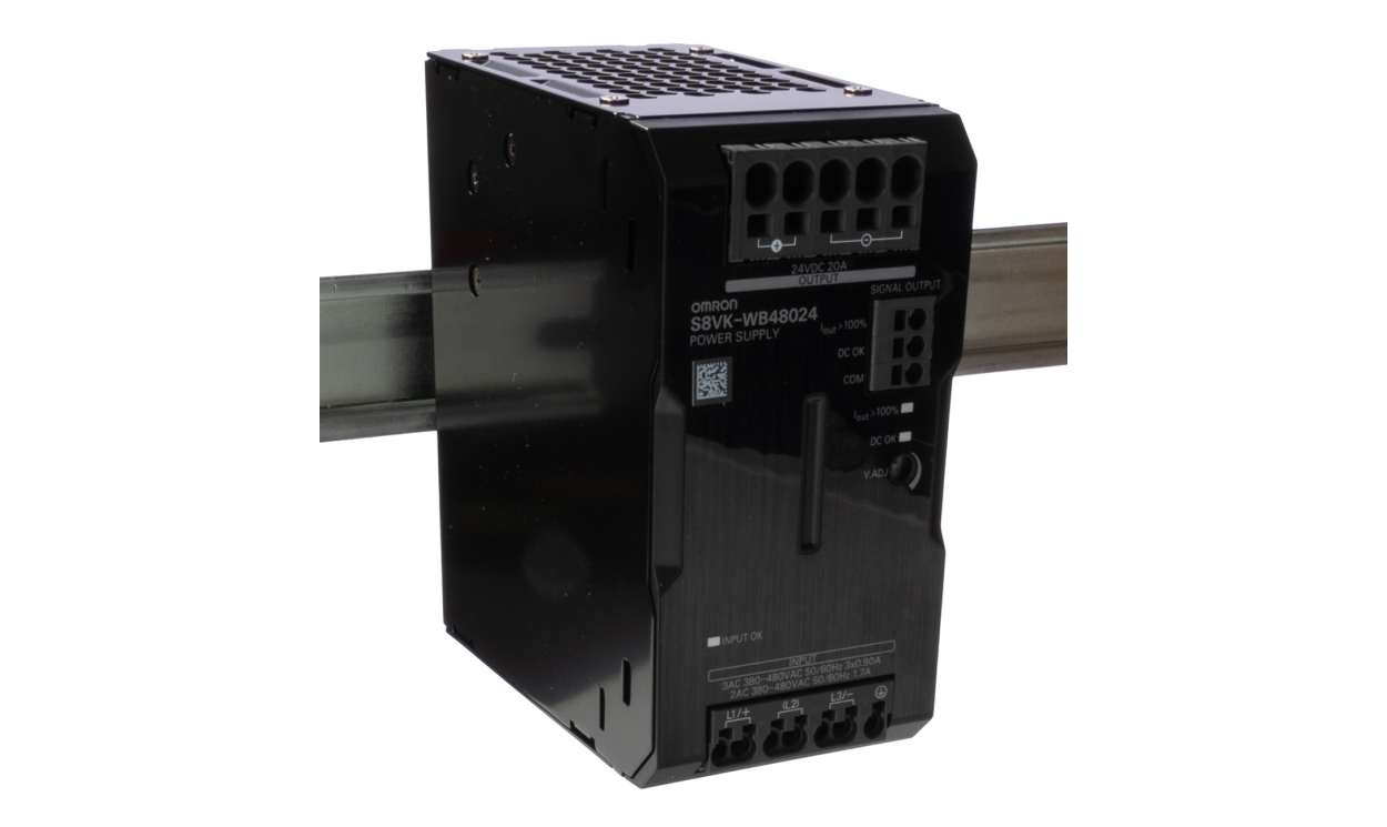 Omron S8VK-WB48024, S8VK-WA Switched Mode DIN Rail Power Supply, 400V ac ac Input, 24V dc dc Output, 20A Output, 2kW
