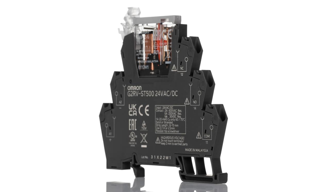 Omron G2RV-ST500 24VAC/DC, G2RV-ST Series Electromechanical Interface Relay, DIN Rail Mount, 24V ac/dc Coil, SPDT, 1-Pole, 6A Load - generaltechuae