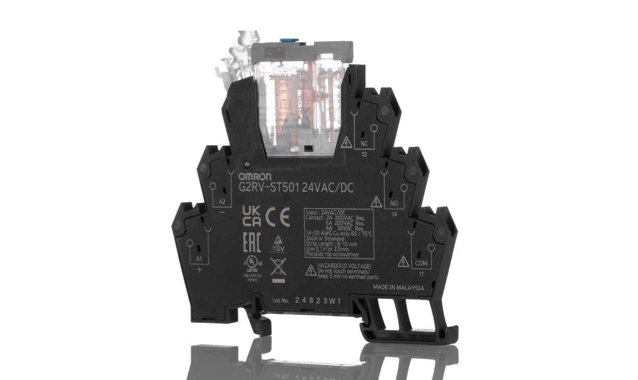 Omron G2RV-ST501 24VAC/DC, G2RV-ST Series Electromechanical Interface Relay, DIN Rail Mount, 24V ac/dc Coil, SPDT, 1-Pole, 6A Load - generaltechuae