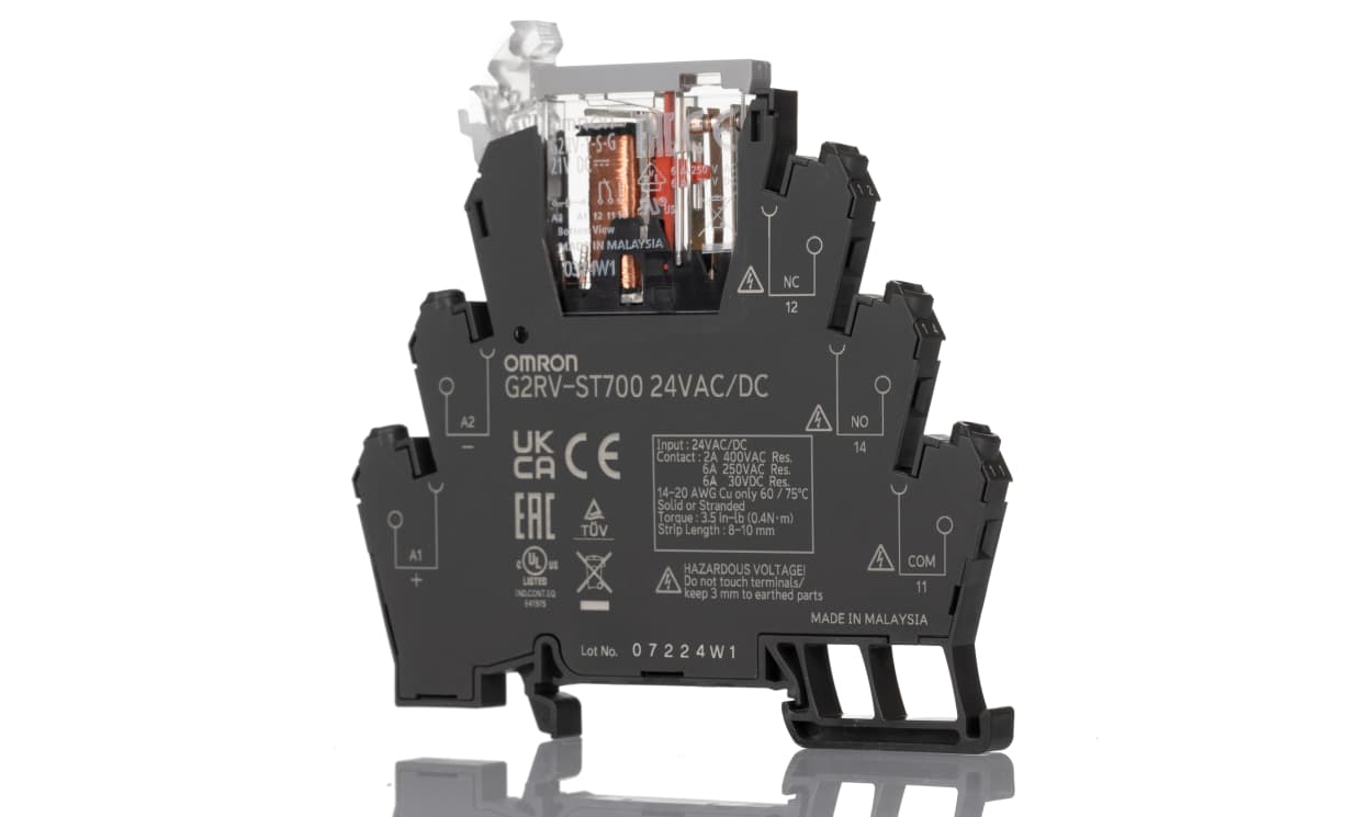 Omron G2RV-ST700 24VAC/DC, G2RV-ST Series Electromechanical Interface Relay, DIN Rail Mount, 24V ac/dc Coil, SPDT, 1-Pole, 6A Load - generaltechuae