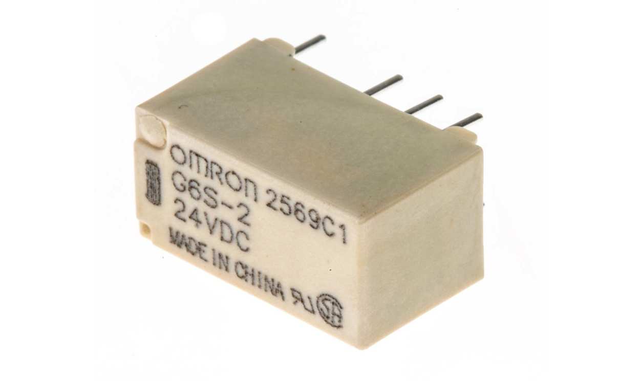 Omron G6S-2 DC24, PCB Mount Signal Relay, 24V dc Coil, 2A Switching Current, DPDT