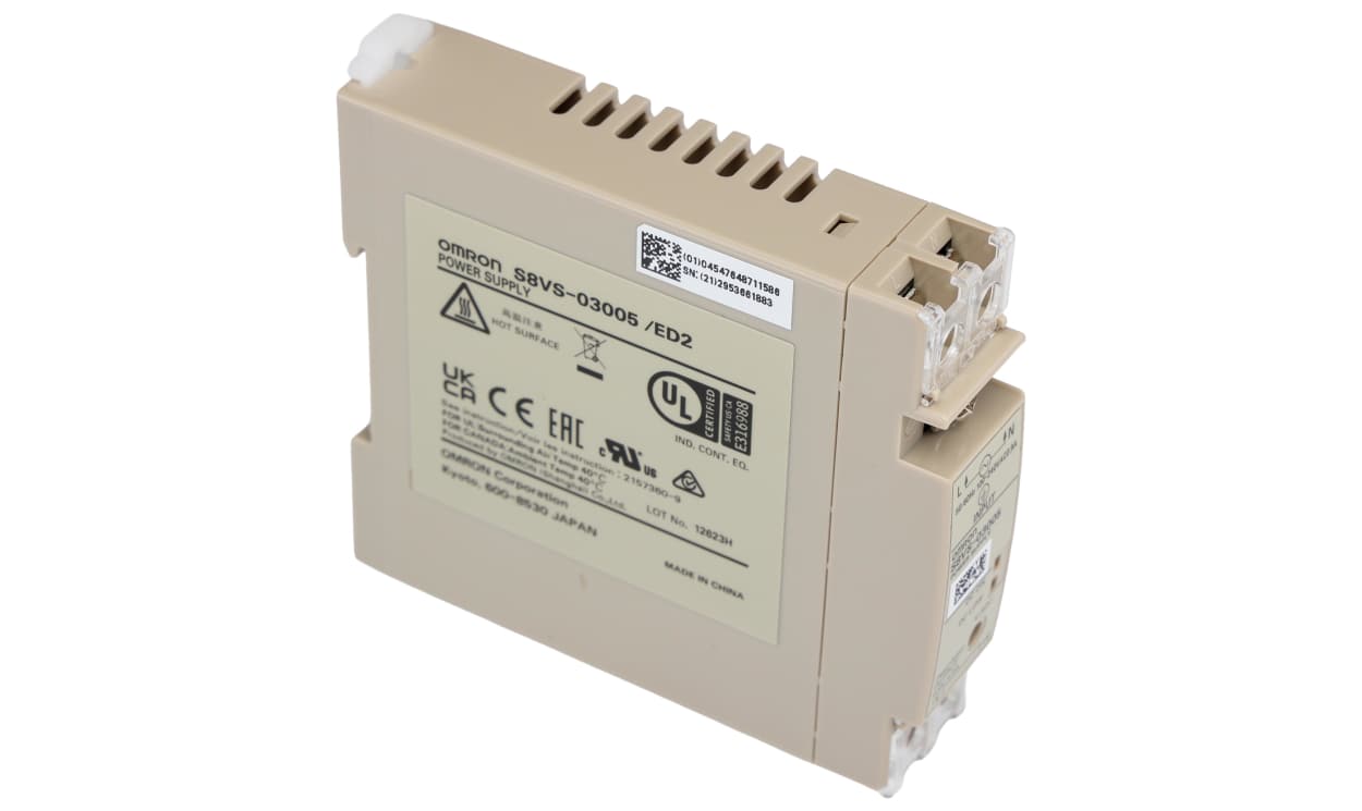 Omron S8VS-03005, S8VS Switched Mode DIN Rail Power Supply, 85 → 264V ac ac Input, 5V dc dc Output, 4A Output, 20W